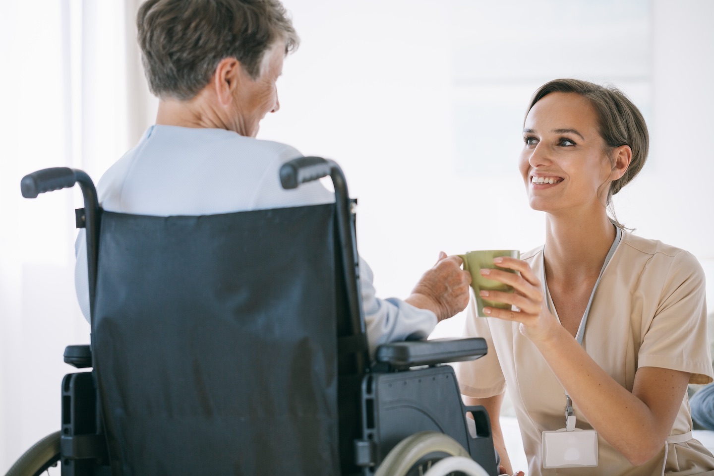 Nurse woman reading a book on nursing home